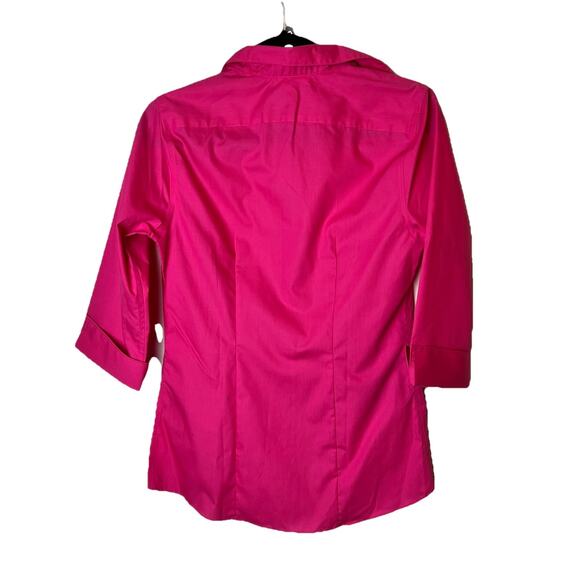 Lands End Outfitters Pink wrinkle free women's button front 3/4 sleeve sz 4 - Picture 5 of 5